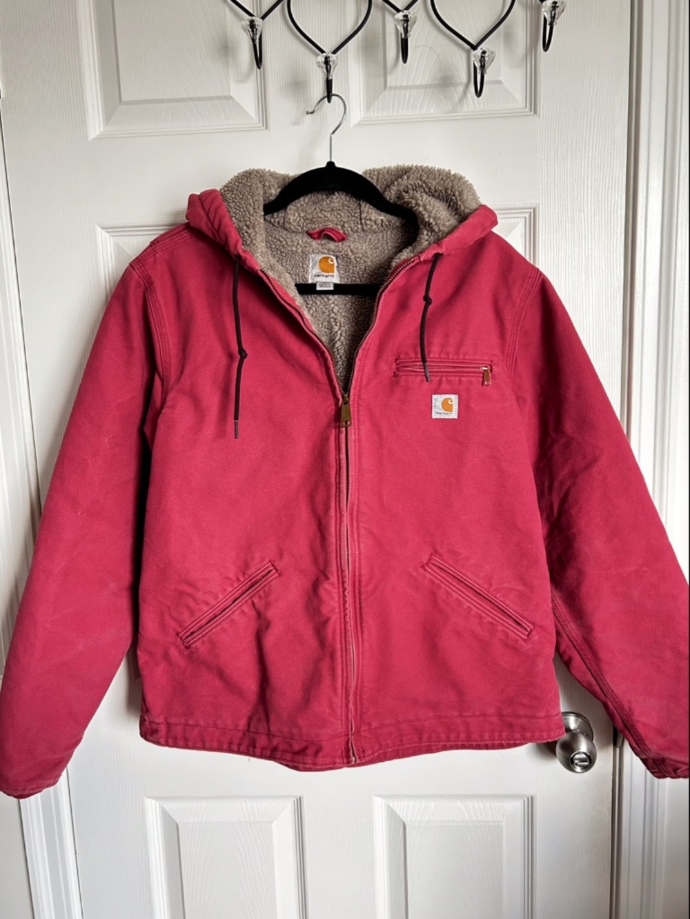 CARHARTT WJ141624 Canvas Hood Zipper Jacket with Hood size Large (12-14)